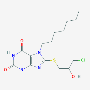 molecular formula C16H25ClN4O3S B415553 8-[(3-chloro-2-hydroxypropyl)sulfanyl]-7-heptyl-3-methyl-3,7-dihydro-1H-purine-2,6-dione CAS No. 331725-87-2
