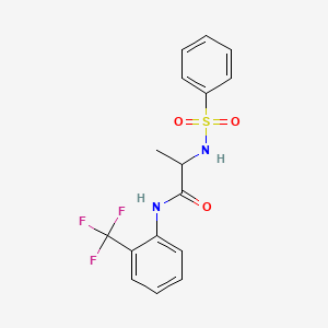 molecular formula C16H15F3N2O3S B4155565 2-(benzenesulfonamido)-N-[2-(trifluoromethyl)phenyl]propanamide 