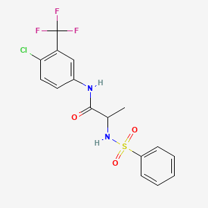 molecular formula C16H14ClF3N2O3S B4155569 2-(benzenesulfonamido)-N-[4-chloro-3-(trifluoromethyl)phenyl]propanamide 