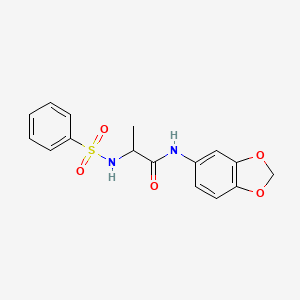 molecular formula C16H16N2O5S B4155580 N-1,3-benzodioxol-5-yl-N~2~-(phenylsulfonyl)alaninamide 