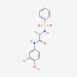 molecular formula C16H17ClN2O4S B4155591 N~1~-(3-chloro-4-methoxyphenyl)-N~2~-(phenylsulfonyl)alaninamide 