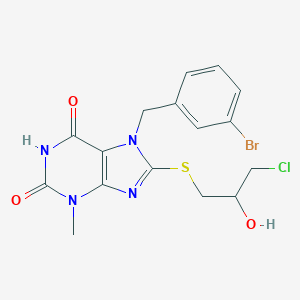 molecular formula C16H16BrClN4O3S B415561 7-(3-bromobenzyl)-8-[(3-chloro-2-hydroxypropyl)sulfanyl]-3-methyl-3,7-dihydro-1H-purine-2,6-dione CAS No. 328070-78-6