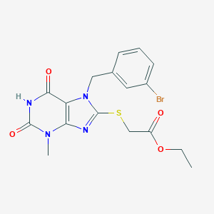molecular formula C17H17BrN4O4S B415562 乙酸{[7-(3-溴苄基)-3-甲基-2,6-二氧代-2,3,6,7-四氢-1H-嘌呤-8-基]硫代}乙酯 CAS No. 328072-34-0