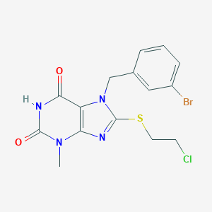 molecular formula C15H14BrClN4O2S B415563 7-(3-bromobenzyl)-8-[(2-chloroethyl)sulfanyl]-3-methyl-3,7-dihydro-1H-purine-2,6-dione 