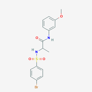 molecular formula C16H17BrN2O4S B4155633 2-[(4-bromophenyl)sulfonylamino]-N-(3-methoxyphenyl)propanamide 