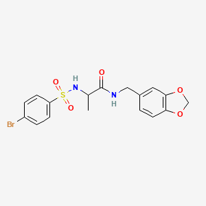 molecular formula C17H17BrN2O5S B4155642 N~1~-(1,3-benzodioxol-5-ylmethyl)-N~2~-[(4-bromophenyl)sulfonyl]alaninamide 