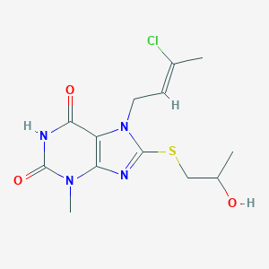 molecular formula C13H17ClN4O3S B415566 7-(3-chloro-2-butenyl)-8-[(2-hydroxypropyl)sulfanyl]-3-methyl-3,7-dihydro-1H-purine-2,6-dione CAS No. 331726-15-9