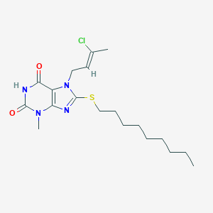 molecular formula C19H29ClN4O2S B415567 7-(3-Chloro-but-2-enyl)-3-methyl-8-nonylsulfanyl-3,7-dihydro-purine-2,6-dione CAS No. 331726-11-5
