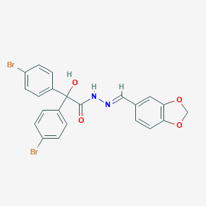 molecular formula C22H16Br2N2O4 B415569 N'-(1,3-benzodioxol-5-ylmethylene)-2,2-bis(4-bromophenyl)-2-hydroxyacetohydrazide 
