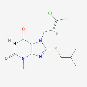 molecular formula C14H19ClN4O2S B415572 7-((Z)-3-Chloro-but-2-enyl)-8-isobutylsulfanyl-3-methyl-3,7-dihydro-purine-2,6-dione 