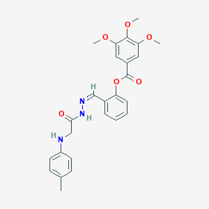 molecular formula C26H27N3O6 B415575 2-[2-(4-Toluidinoacetyl)carbohydrazonoyl]phenyl 3,4,5-trimethoxybenzoate 