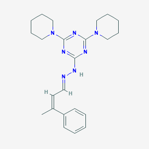 molecular formula C23H31N7 B415576 3-Phenyl-2-butenal [4,6-di(1-piperidinyl)-1,3,5-triazin-2-yl]hydrazone 
