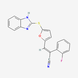 molecular formula C20H12FN3OS B4155786 3-[5-(1H-benzimidazol-2-ylthio)-2-furyl]-2-(2-fluorophenyl)acrylonitrile 