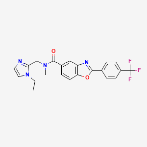 molecular formula C22H19F3N4O2 B4155897 N-[(1-ethyl-1H-imidazol-2-yl)methyl]-N-methyl-2-[4-(trifluoromethyl)phenyl]-1,3-benzoxazole-5-carboxamide 