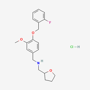 molecular formula C20H25ClFNO3 B4155906 N-[[4-[(2-fluorophenyl)methoxy]-3-methoxyphenyl]methyl]-1-(oxolan-2-yl)methanamine;hydrochloride 