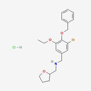 N-[(3-bromo-5-ethoxy-4-phenylmethoxyphenyl)methyl]-1-(oxolan-2-yl)methanamine;hydrochloride