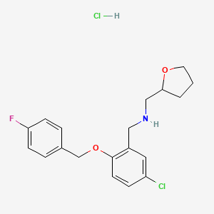 N-[[5-chloro-2-[(4-fluorophenyl)methoxy]phenyl]methyl]-1-(oxolan-2-yl)methanamine;hydrochloride