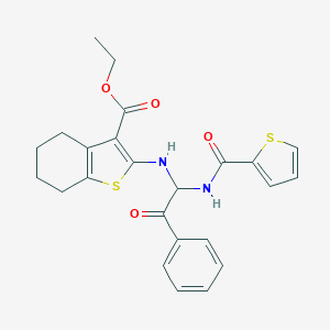 molecular formula C24H24N2O4S2 B415599 Ethyl 2-({2-oxo-2-phenyl-1-[(2-thienylcarbonyl)amino]ethyl}amino)-4,5,6,7-tetrahydro-1-benzothiophene-3-carboxylate 
