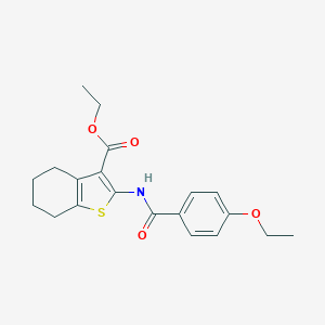 molecular formula C20H23NO4S B415601 Ethyl 2-[(4-ethoxybenzoyl)amino]-4,5,6,7-tetrahydro-1-benzothiophene-3-carboxylate 