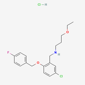 molecular formula C19H24Cl2FNO2 B4156031 N-[[5-chloro-2-[(4-fluorophenyl)methoxy]phenyl]methyl]-3-ethoxypropan-1-amine;hydrochloride 