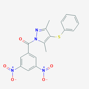 molecular formula C18H14N4O5S B415605 1-(3,5-dinitrobenzoyl)-3,5-dimethyl-4-(phenylthio)-1H-pyrazole 