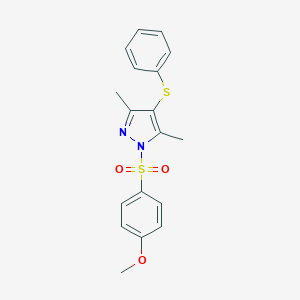 molecular formula C18H18N2O3S2 B415608 1-(4-Methoxy-benzenesulfonyl)-3,5-dimethyl-4-phenylsulfanyl-1H-pyrazole 