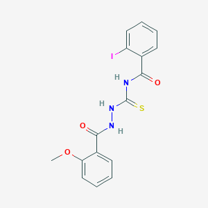 molecular formula C16H14IN3O3S B4156097 2-iodo-N-{[2-(2-methoxybenzoyl)hydrazino]carbonothioyl}benzamide 