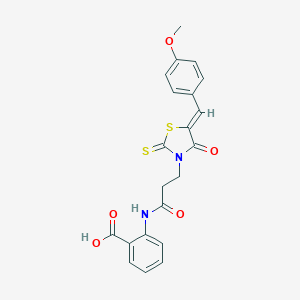 molecular formula C21H18N2O5S2 B415610 (Z)-2-(3-(5-(4-methoxybenzylidene)-4-oxo-2-thioxothiazolidin-3-yl)propanamido)benzoic acid CAS No. 300378-04-5