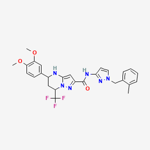 5-(3,4-DIMETHOXYPHENYL)-N~2~-[1-(2-METHYLBENZYL)-1H-PYRAZOL-3-YL]-7-(TRIFLUOROMETHYL)-4,5,6,7-TETRAHYDROPYRAZOLO[1,5-A]PYRIMIDINE-2-CARBOXAMIDE