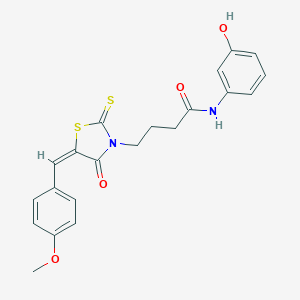 molecular formula C21H20N2O4S2 B415615 N-(3-Hydroxy-phenyl)-4-[5-(4-methoxy-benzylidene)-4-oxo-2-thioxo-thiazolidin-3-yl]-butyramide 