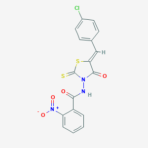N-[(5Z)-5-[(4-chlorophenyl)methylidene]-4-oxo-2-sulfanylidene-1,3-thiazolidin-3-yl]-2-nitrobenzamide
