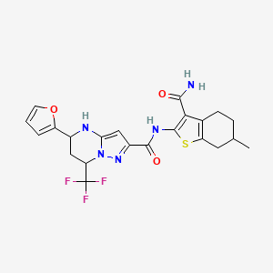 N-(3-carbamoyl-6-methyl-4,5,6,7-tetrahydro-1-benzothiophen-2-yl)-5-(furan-2-yl)-7-(trifluoromethyl)-4,5,6,7-tetrahydropyrazolo[1,5-a]pyrimidine-2-carboxamide