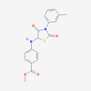 molecular formula C18H16N2O4S B415621 Methyl 4-{[3-(3-methylphenyl)-2,4-dioxo-1,3-thiazolidin-5-yl]amino}benzoate CAS No. 376351-70-1