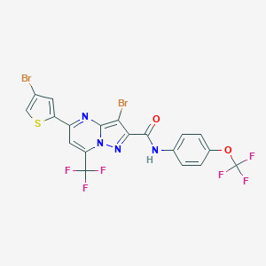 molecular formula C19H8Br2F6N4O2S B415625 3-bromo-5-(4-bromo-2-thienyl)-N-[4-(trifluoromethoxy)phenyl]-7-(trifluoromethyl)pyrazolo[1,5-a]pyrimidine-2-carboxamide 