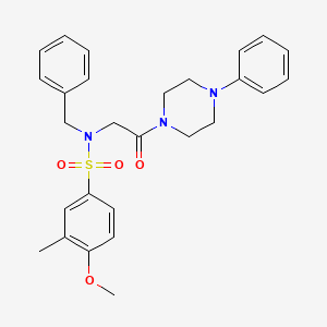 molecular formula C27H31N3O4S B4156277 N-benzyl-4-methoxy-3-methyl-N-[2-oxo-2-(4-phenylpiperazin-1-yl)ethyl]benzenesulfonamide 