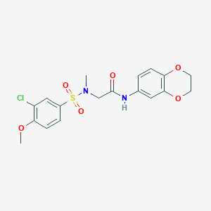 molecular formula C18H19ClN2O6S B4156288 N~2~-[(3-chloro-4-methoxyphenyl)sulfonyl]-N-(2,3-dihydro-1,4-benzodioxin-6-yl)-N~2~-methylglycinamide 