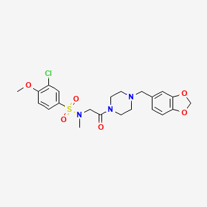 molecular formula C22H26ClN3O6S B4156302 N-{2-[4-(1,3-benzodioxol-5-ylmethyl)piperazin-1-yl]-2-oxoethyl}-3-chloro-4-methoxy-N-methylbenzenesulfonamide 