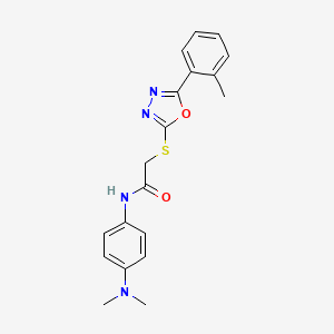 molecular formula C19H20N4O2S B4156315 N-[4-(dimethylamino)phenyl]-2-{[5-(2-methylphenyl)-1,3,4-oxadiazol-2-yl]thio}acetamide 