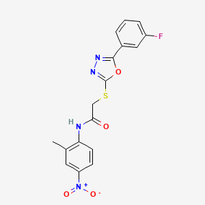 molecular formula C17H13FN4O4S B4156326 2-{[5-(3-fluorophenyl)-1,3,4-oxadiazol-2-yl]thio}-N-(2-methyl-4-nitrophenyl)acetamide 