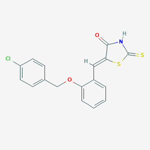 molecular formula C17H12ClNO2S2 B415638 5-{2-[(4-Chlorobenzyl)oxy]benzylidene}-2-thioxo-1,3-thiazolidin-4-one 