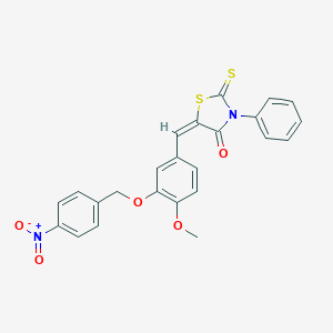 molecular formula C24H18N2O5S2 B415641 5-[3-({4-Nitrobenzyl}oxy)-4-methoxybenzylidene]-3-phenyl-2-thioxo-1,3-thiazolidin-4-one 