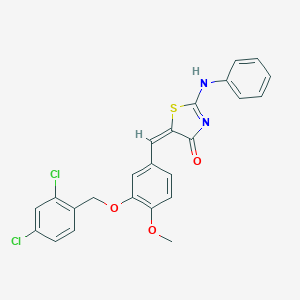 molecular formula C24H18Cl2N2O3S B415642 (5E)-2-anilino-5-[[3-[(2,4-dichlorophenyl)methoxy]-4-methoxyphenyl]methylidene]-1,3-thiazol-4-one 