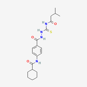 molecular formula C20H28N4O3S B4156446 N-{4-[(2-{[(3-methylbutanoyl)amino]carbonothioyl}hydrazino)carbonyl]phenyl}cyclohexanecarboxamide 