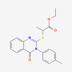 molecular formula C20H20N2O3S B4156448 ethyl 2-{[3-(4-methylphenyl)-4-oxo-3,4-dihydro-2-quinazolinyl]thio}propanoate 