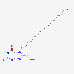 molecular formula C24H42N4O2S B415647 8-(ethylsulfanyl)-7-hexadecyl-3-methyl-3,7-dihydro-1H-purine-2,6-dione CAS No. 353253-04-0