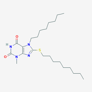molecular formula C23H40N4O2S B415648 3-methyl-8-(nonylsulfanyl)-7-octyl-3,7-dihydro-1H-purine-2,6-dione CAS No. 353253-17-5