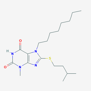 molecular formula C19H32N4O2S B415651 8-(isopentylsulfanyl)-3-methyl-7-octyl-3,7-dihydro-1H-purine-2,6-dione CAS No. 353253-16-4