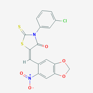 3-(3-Chlorophenyl)-5-({6-nitro-1,3-benzodioxol-5-yl}methylene)-2-thioxo-1,3-thiazolidin-4-one