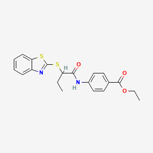 molecular formula C20H20N2O3S2 B4156554 Ethyl 4-{[2-(1,3-benzothiazol-2-ylsulfanyl)butanoyl]amino}benzoate 