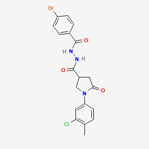 molecular formula C19H17BrClN3O3 B4156586 N'-[(4-bromophenyl)carbonyl]-1-(3-chloro-4-methylphenyl)-5-oxopyrrolidine-3-carbohydrazide 